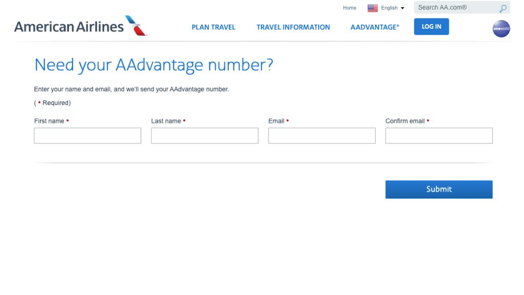 find AAdvantage number